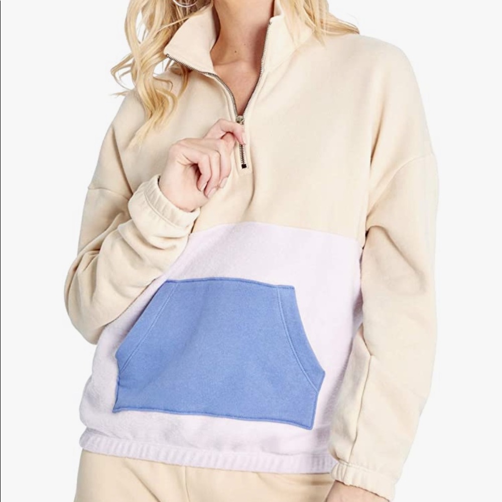 Wildfox Lea color block quarter zip pullover sweater